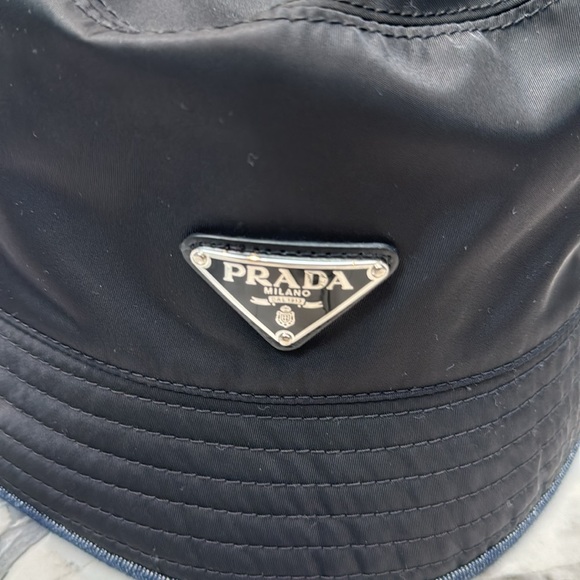 Prada Black Bucket Hat black nylon with denim medium - Picture 2 of 8